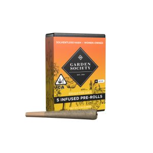 Garden Society Orange Durban hash-infused rosettes pre-rolls showcasing tightly rolled joints with a frosty cannabis blend.