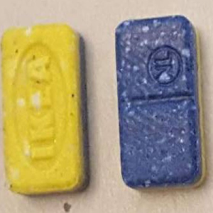 Blue and Yellow IKEA 220mg MDMA - High-Potency Ecstasy Tablets