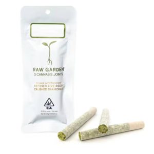 Raw Garden Diamond Infused pre-rolls showcasing expertly rolled joints infused with high-potency cannabis and THC diamonds.