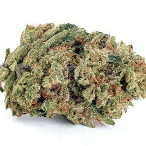 Terp Mansion Strawberry Jamz cannabis flower showcasing dense, frosty buds with vibrant red and green hues.