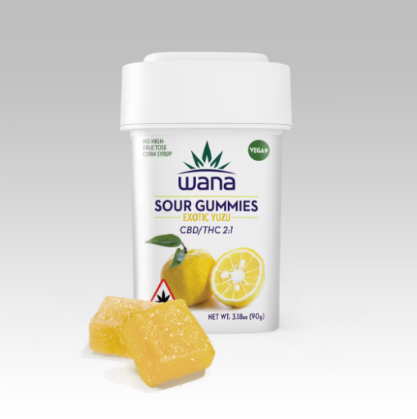 Wana Classic Sour Exotic Yuzu 2:1 Gummies - Balanced CBD and THC Edibles