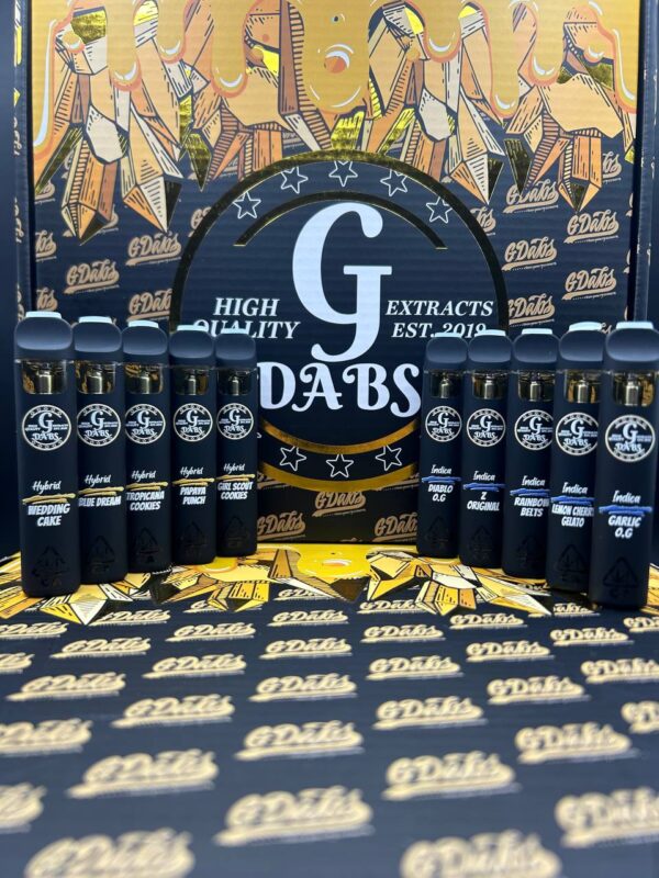 G DABS 1G Disposables featuring sleek design and premium cannabis oil for a high-quality vaping experience.