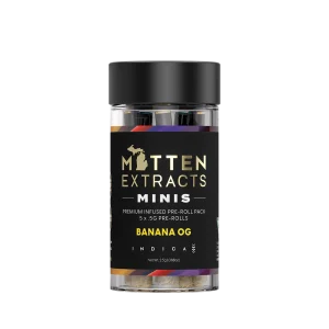 Mitten Extracts Pre Rolls Minis pack, featuring compact, high-quality cannabis pre-rolls.