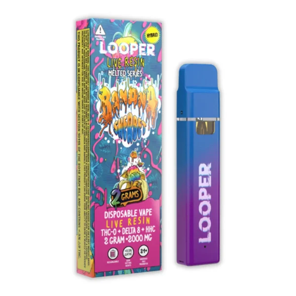 Looper Live Resin Melted Blend Disposable 2G with sleek design and high-quality cannabis oil.